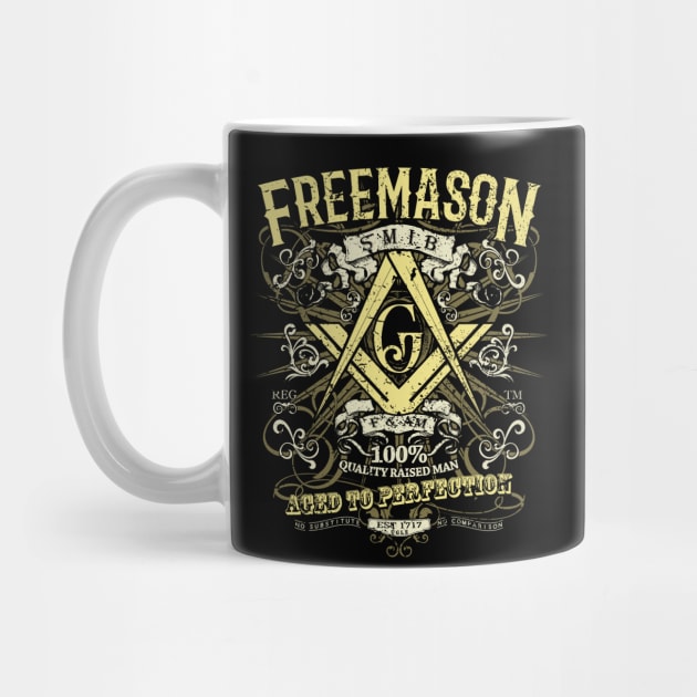 Aged Perfection Square & Compass Masonic Freemason by Master Mason Made